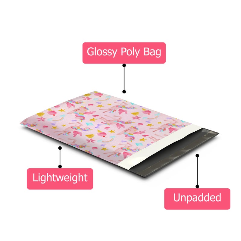 Pro Supply Global 10x13 (100) Rainbow Unicorn Designer Poly Mailers Shipping Envelopes Premium Printed Bags - Image 3